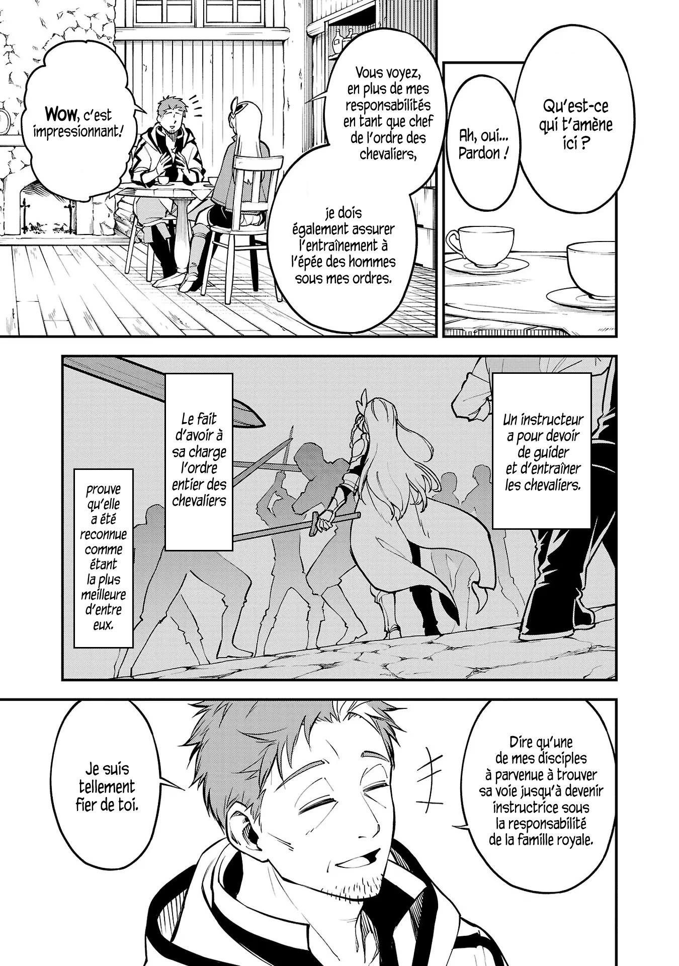 Katainaka no Ossan, Kensei ni Naru ~Tada no Inaka no Kenjutsu Shihan Datta noni, Taisei Shita Deshi-tachi ga Ore wo Hottekurenai Ken~ Un homme d'âge mûr et deux belles femmes. 第20页