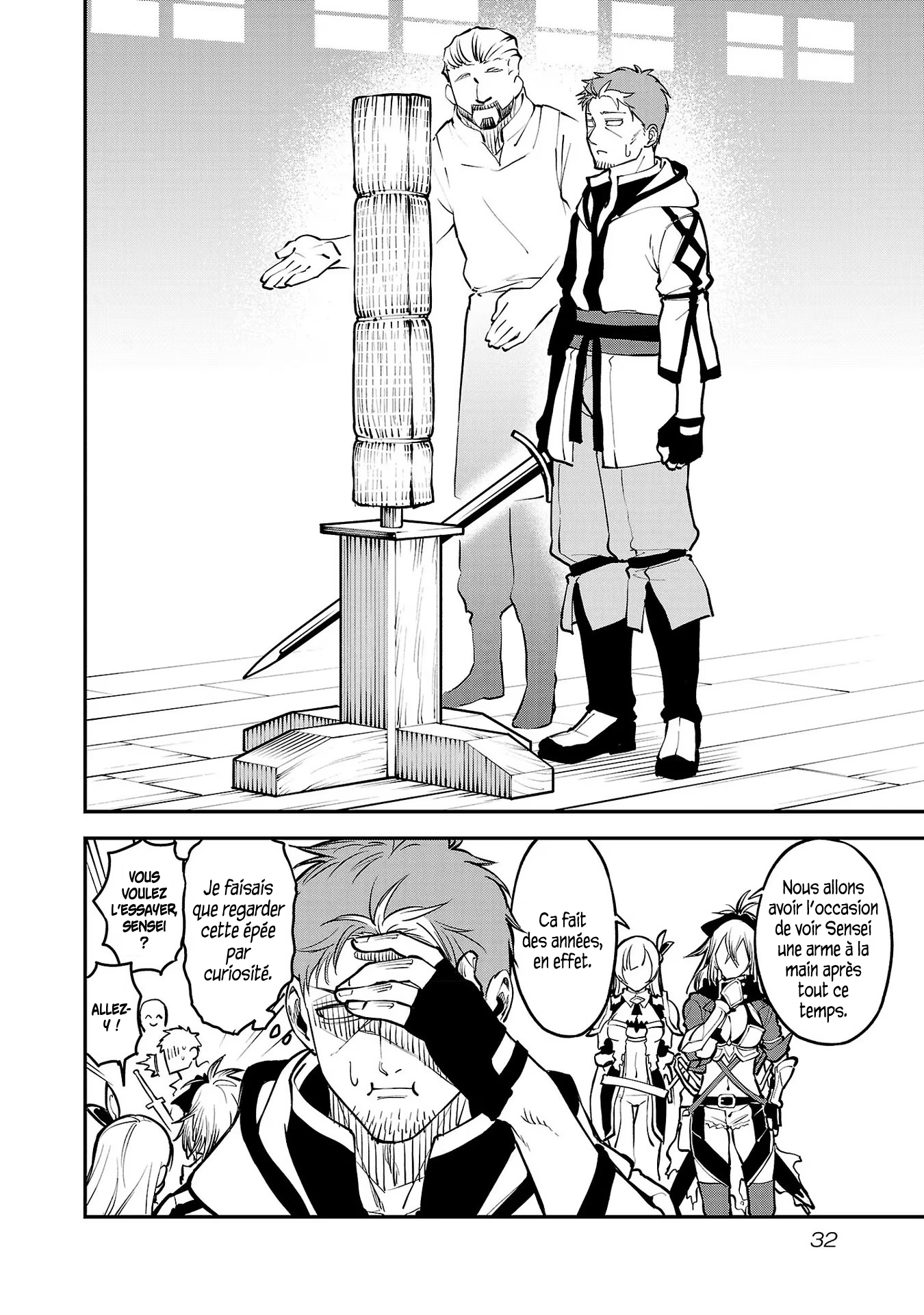 Katainaka no Ossan, Kensei ni Naru ~Tada no Inaka no Kenjutsu Shihan Datta noni, Taisei Shita Deshi-tachi ga Ore wo Hottekurenai Ken~ Un homme d'âge mûr et deux belles femmes. 第34页
